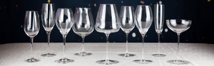RIEDEL champagne glassware lined up